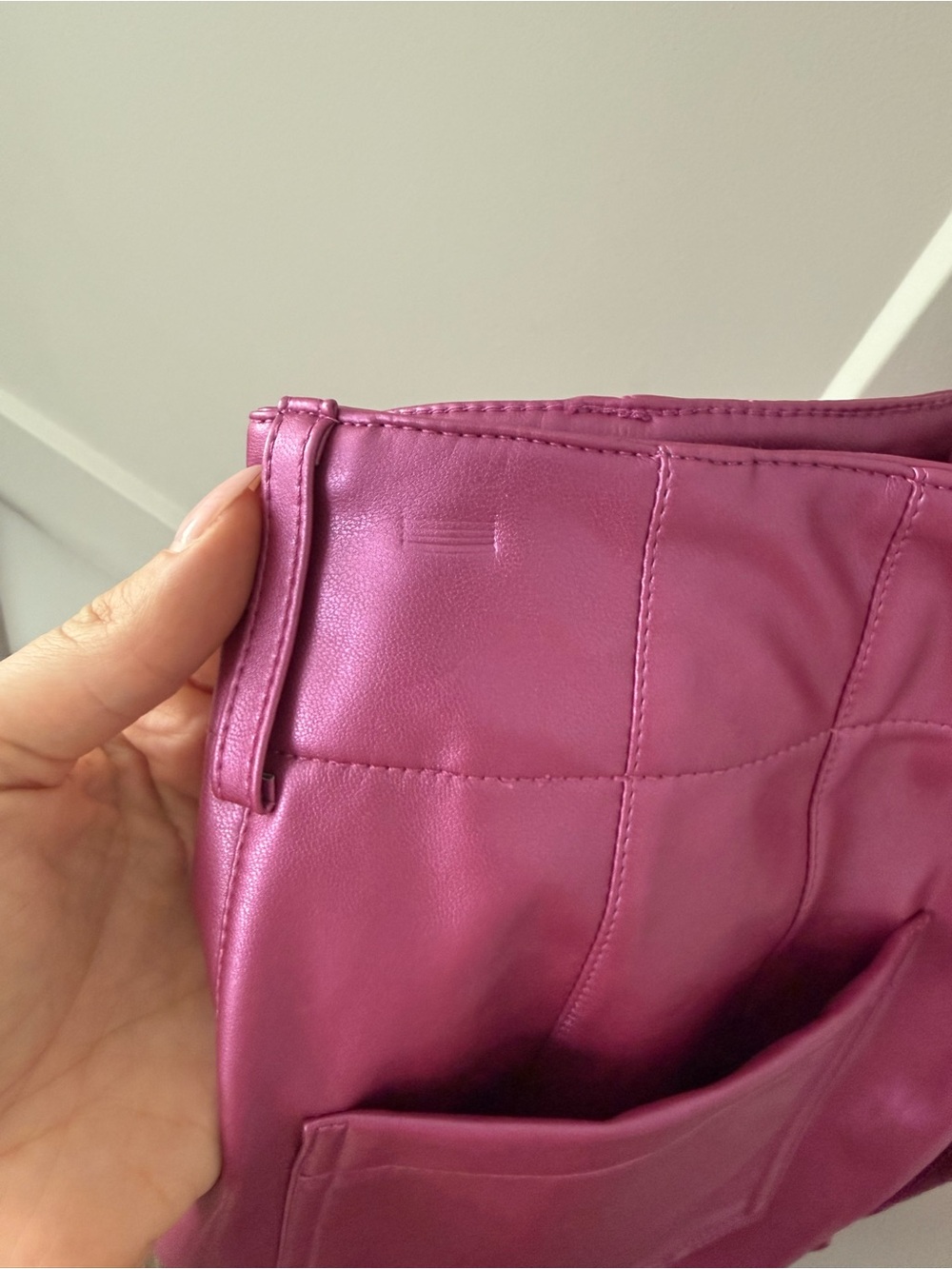 Maeve Colette Faux Leather Pants in Magenta - Picture 4 of 4